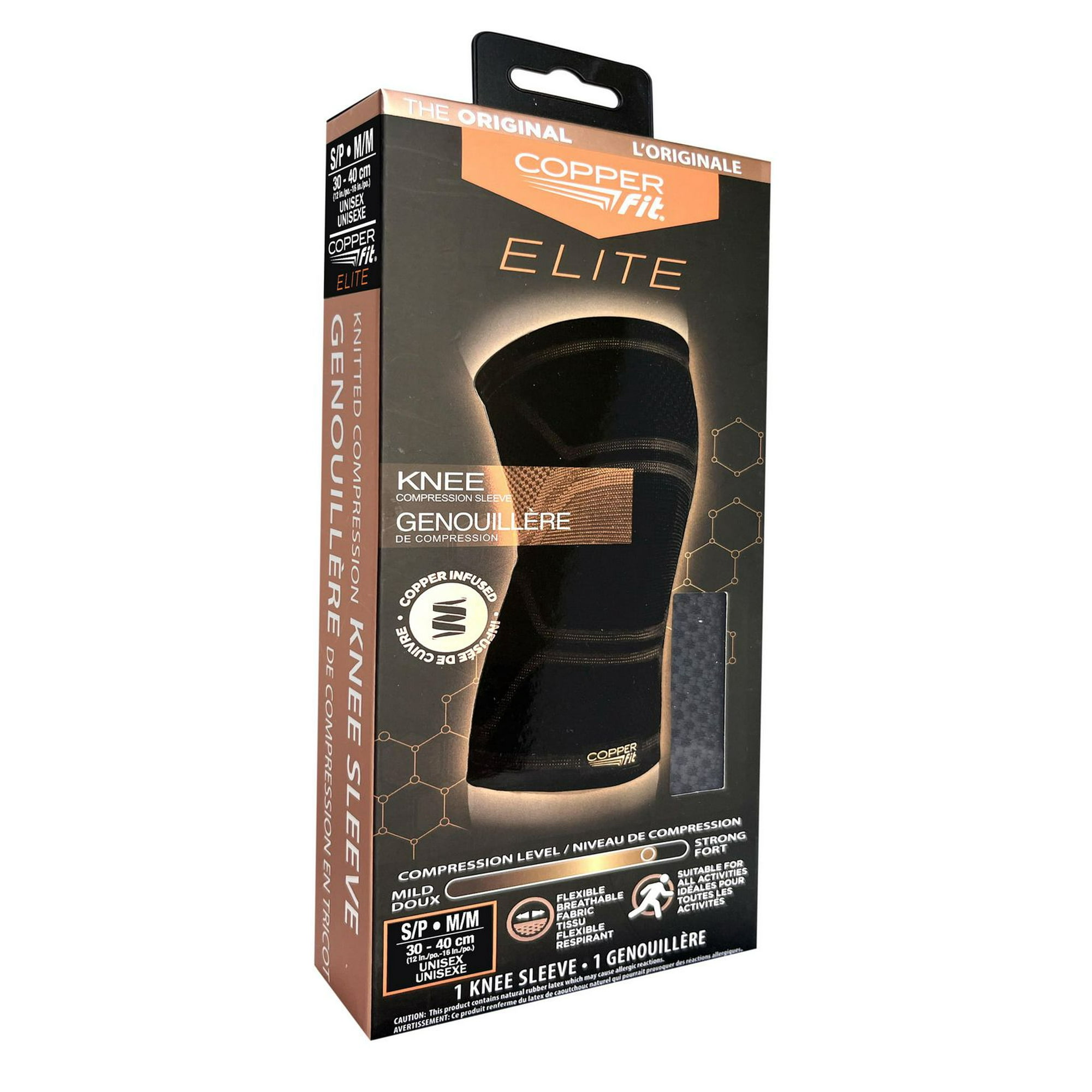 Copper Fit Elite Air Compression Knee Sleeve- Black S/M (12”-16