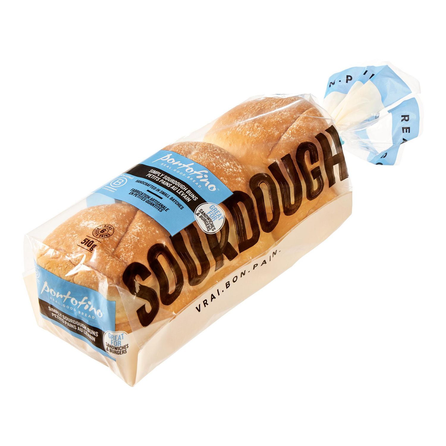 Portofino Simply Sourdough Buns, 6 pieces, 510 g total