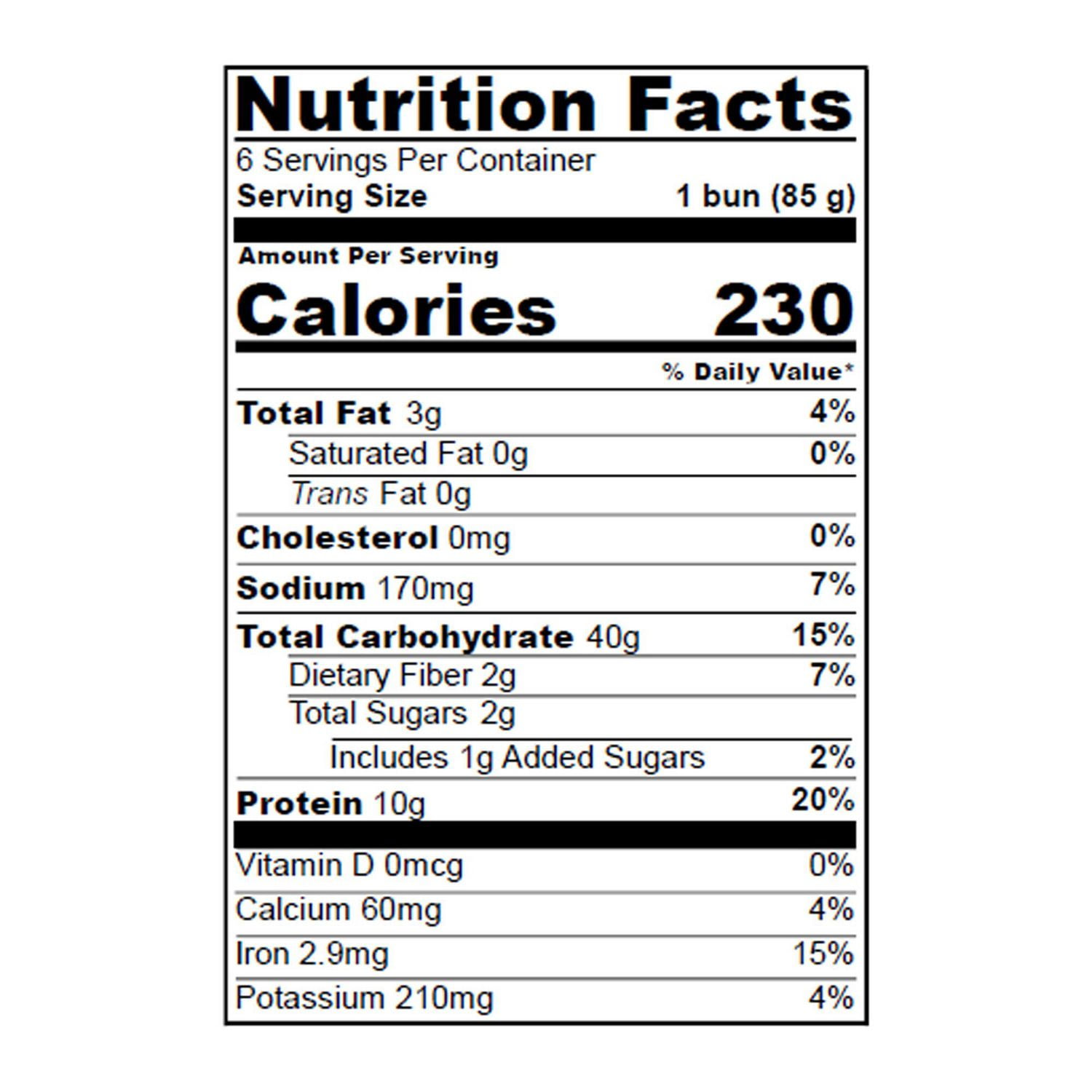 Portofino Simply Sourdough Buns, 6 pieces, 510 g total