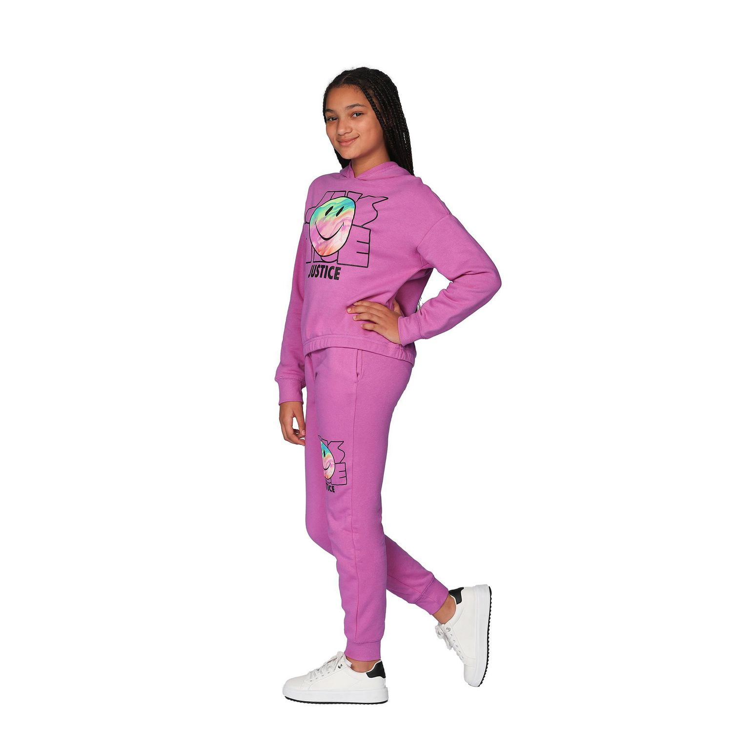 Justice Girls Tie Dye Smiley Long Sleeve Hoodie