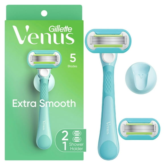 Venus Extra Smooth Women's Razor with Reusable Razor Handle, 2 Razor Blade Refills and Shower Holder, 1CT