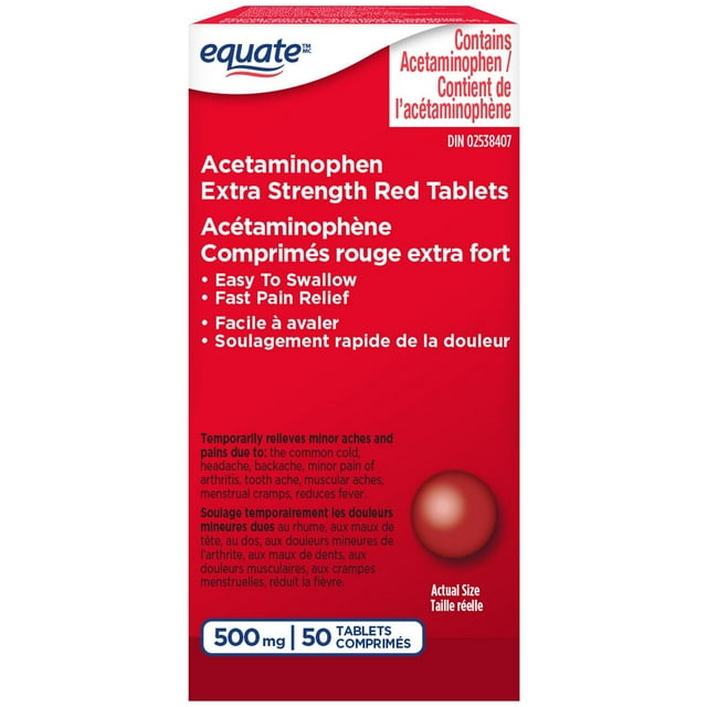Equate Acetaminophen Extra Strength Red Tablets