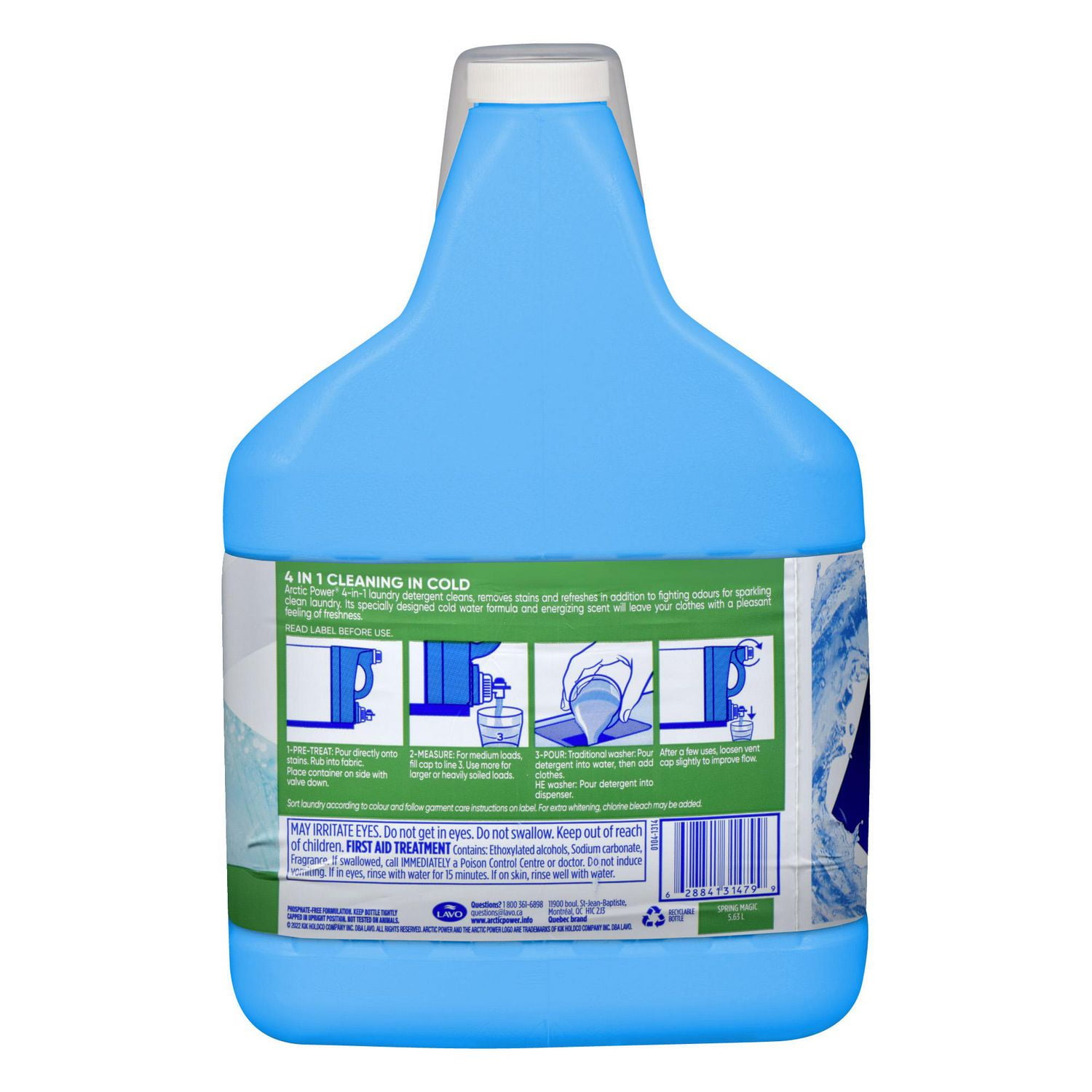 Arctic Power Liquid Detergent Spring Magic Cold Water 5.63L - 140 wash loads, Arctic Power detergent 140 WL.
