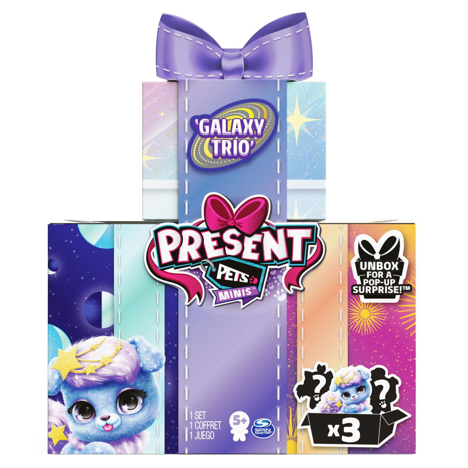 Present Pets Minis, Galaxy Trio 3Pack of 3inch Plush Toys, Kids Toys for Girls Aged 5 and up