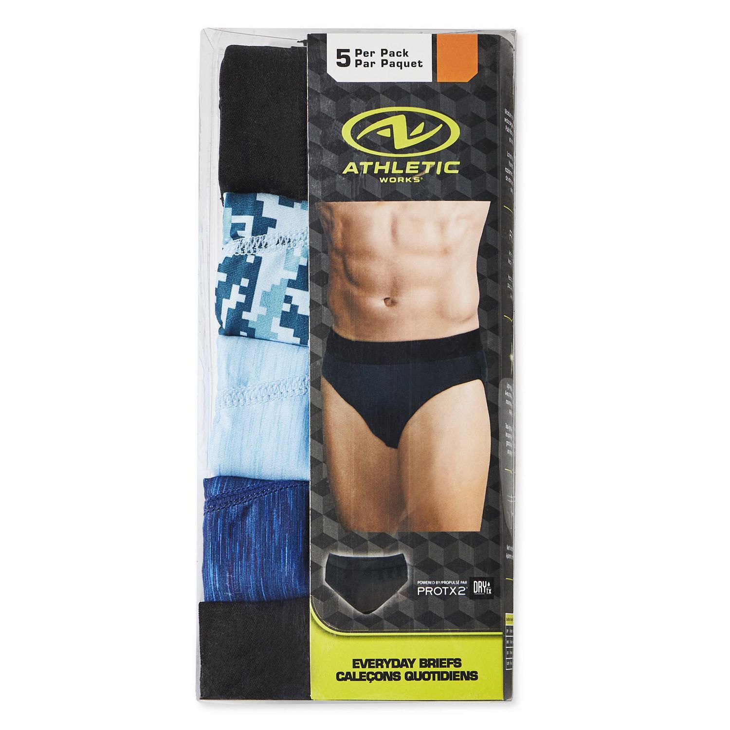 Athletic Works Men's Everyday Stretch Briefs 5-Pack, Sizes S-XL