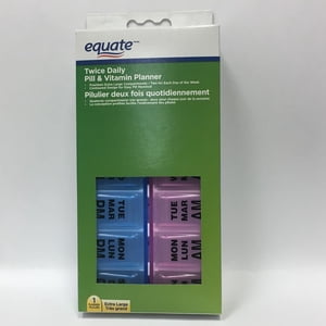Equate Twice Daily Pill & Vitamin Planner Box, XL