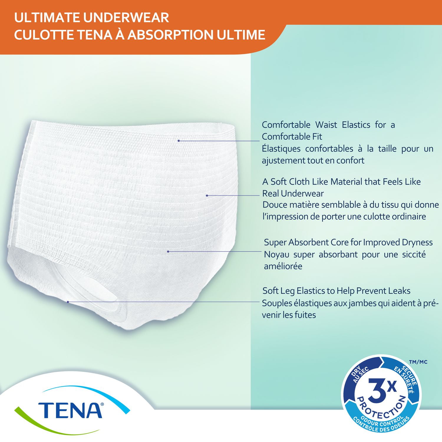 TENA Incontinence Underwear for Women, Postpartum and Bladder Control, Ultimate Absorbency, Extra Large, 11 Count, Xlarge, 11 Count