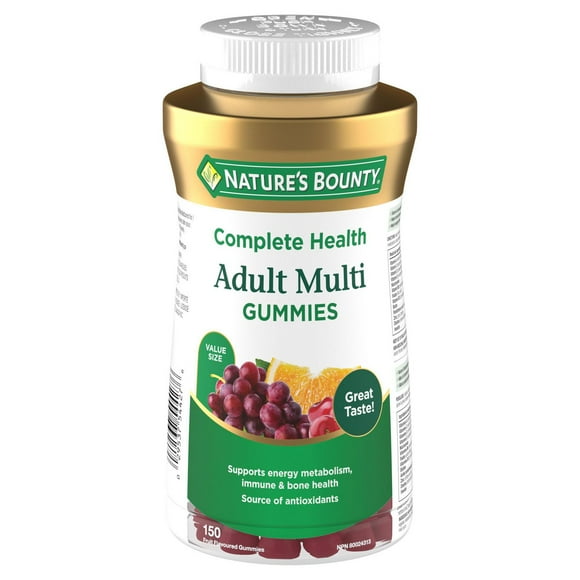 NATURE'S BOUNTY Adult Multi, Helps to Support Immune Function, Helps Development Of Bones & Teeth, Cherry, Grape & Orange Flavours 150.0 count