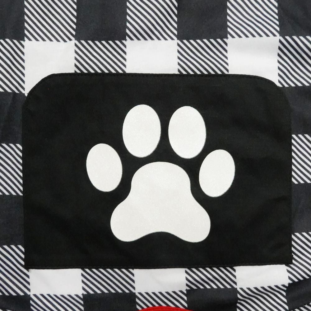 Way to Celebrate Dog Clothes: Knit Jersey Pajama for Dogs, Black & White Plaid with Paw Print Screenprint