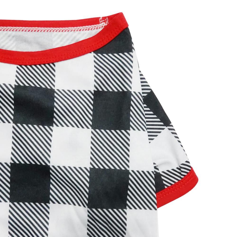 Way to Celebrate Dog Clothes: Knit Jersey Pajama for Dogs, Black & White Plaid with Paw Print Screenprint