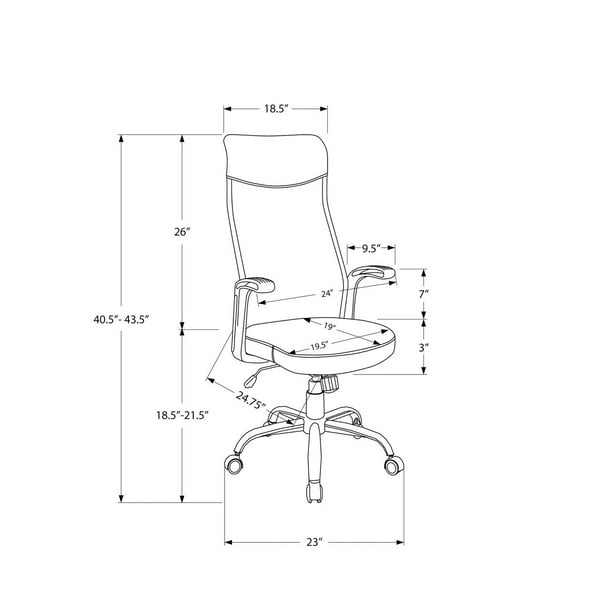 Chaise de bureau blanche contemporaine Monarch Specialties ergonomique et  pivotante à hauteur réglable