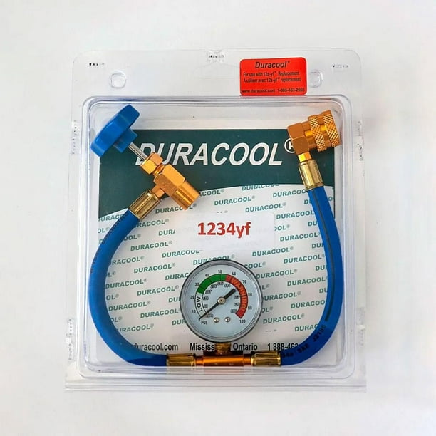 Duracool® R-1234yf Charging Hose with Can Tapper, Pressure Gauge & Quick  Connect. 