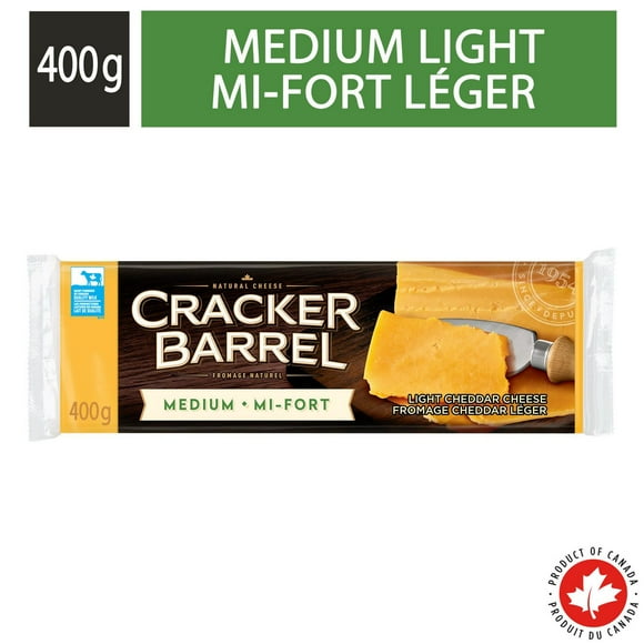 Cracker Barrel Cheddar Coloured Medium Lite Cheese, 400g