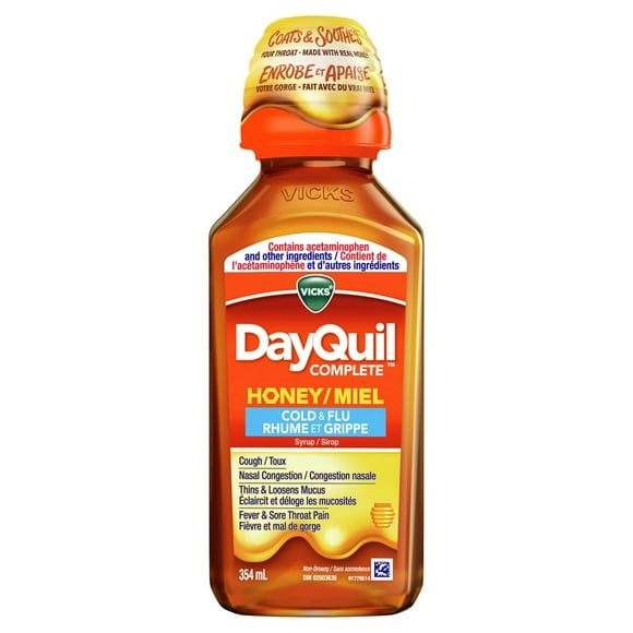 DayQuil COMPLETE Cold and Flu Medicine, Honey Flavour, 354 mL