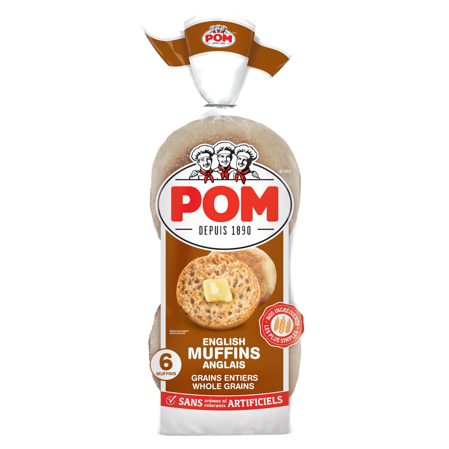 POM® Whole Grains English Muffins, Pack of 6; 340 g