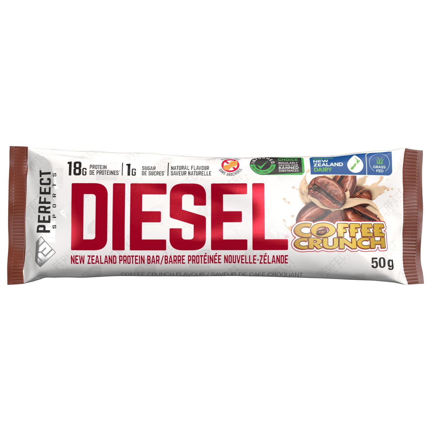 PERFECT SPORTS, DIESEL New Zealand Protein Bar, Coffee Crunch, 50g, DIESEL Protein Bar 50g