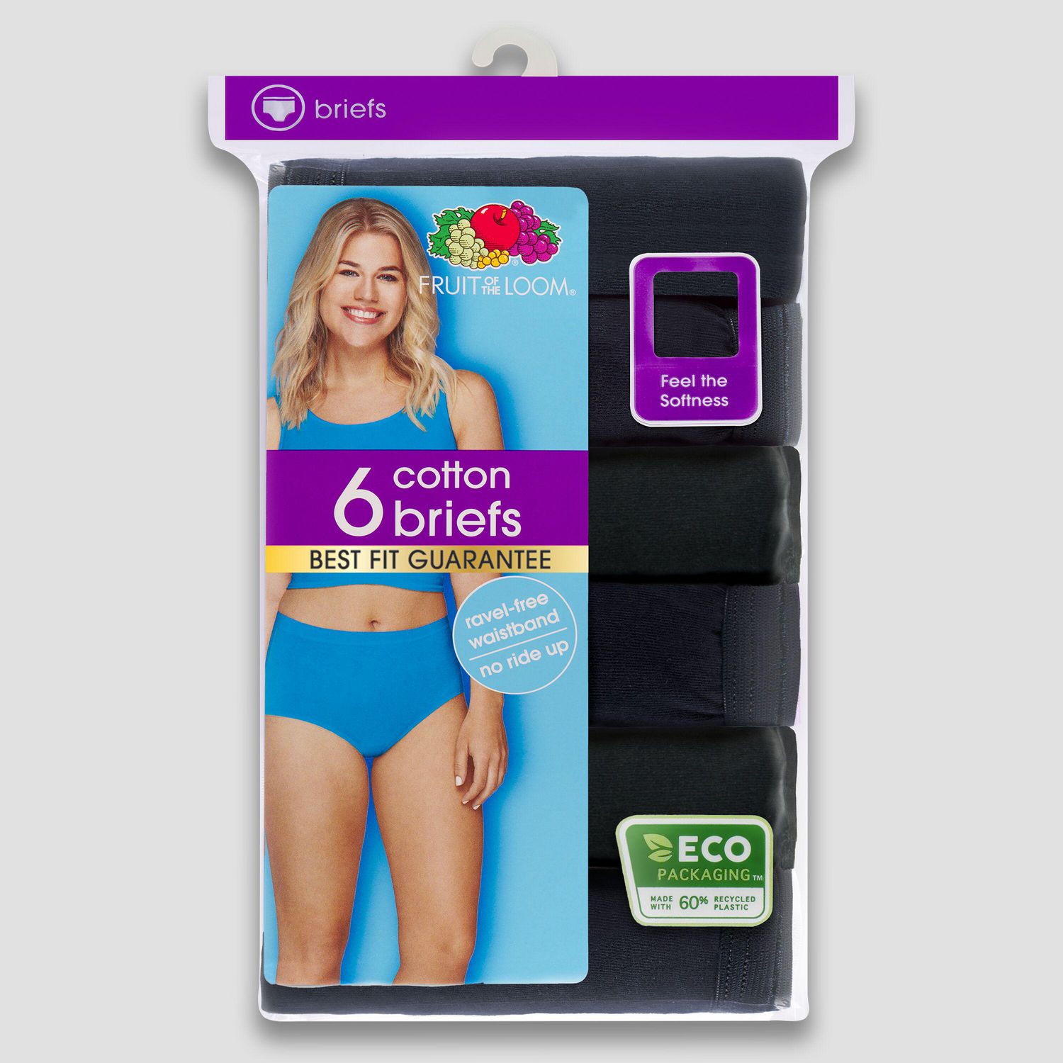 Fruit of The Loom Womens 100 Cotton Briefs Tagless 4-pack Size 8 XL Purple  for sale online