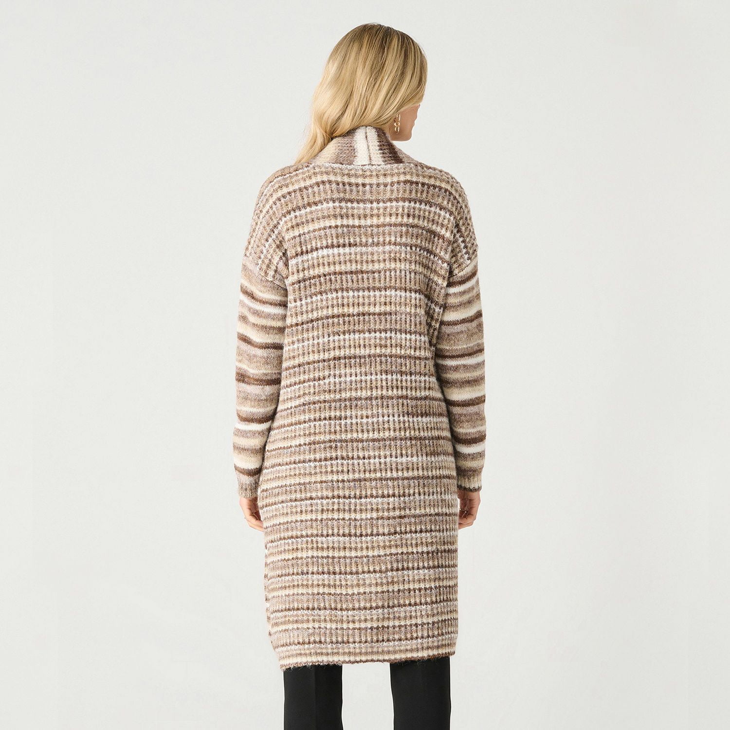 Devoted long sleeve midi-length open-front cardigan
