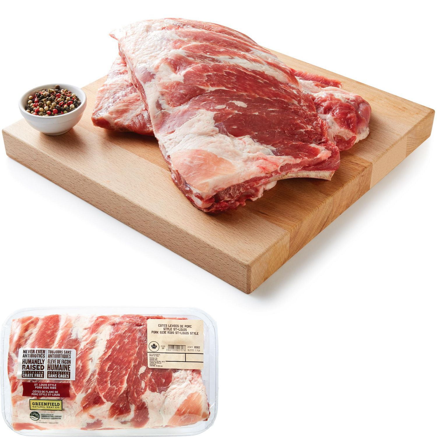 Greenfield Natural Meat Co. St. Louis Style Pork Side Ribs, 2 portions, 0.60 - 0.90 KG