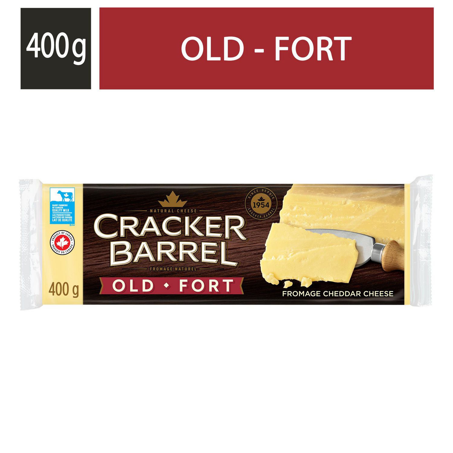 Cracker Barrel Old White Cheddar Cheese Block, 400g