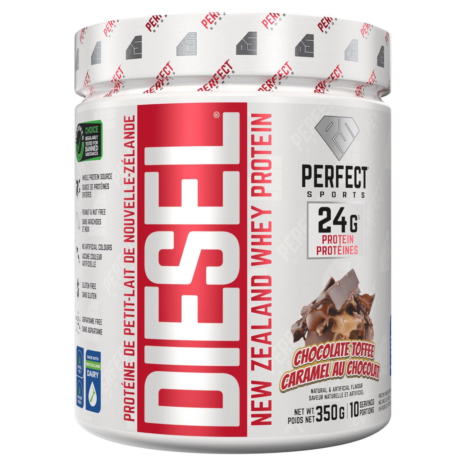PERFECT Sports - Protéine de lactosérum DIESEL Nouvelle-Zélande, caramel au chocolat 350 g Protéine de lactosérum DIESEL