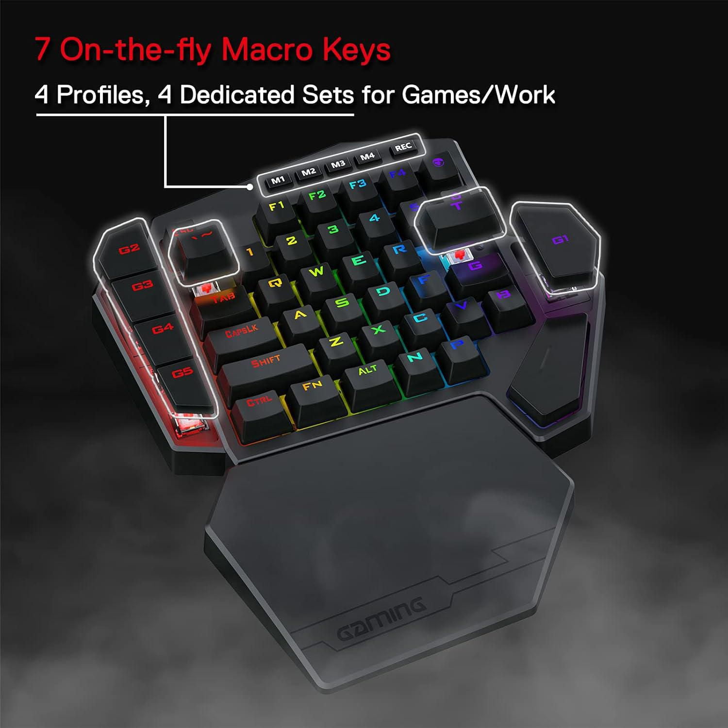 Redragon K585 DITI Wireless One-Handed Mechanical Keyboard, 42