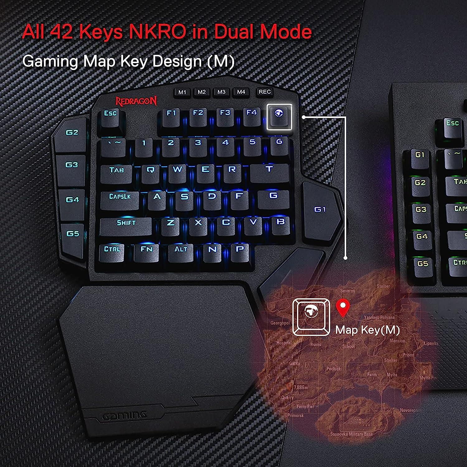 Redragon K585 DITI Wireless One-Handed Mechanical Keyboard, 42