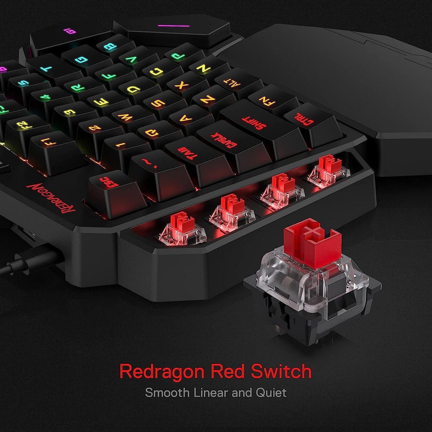 Redragon K585 DITI One-Handed RGB Mechanical Gaming Keyboard, Type