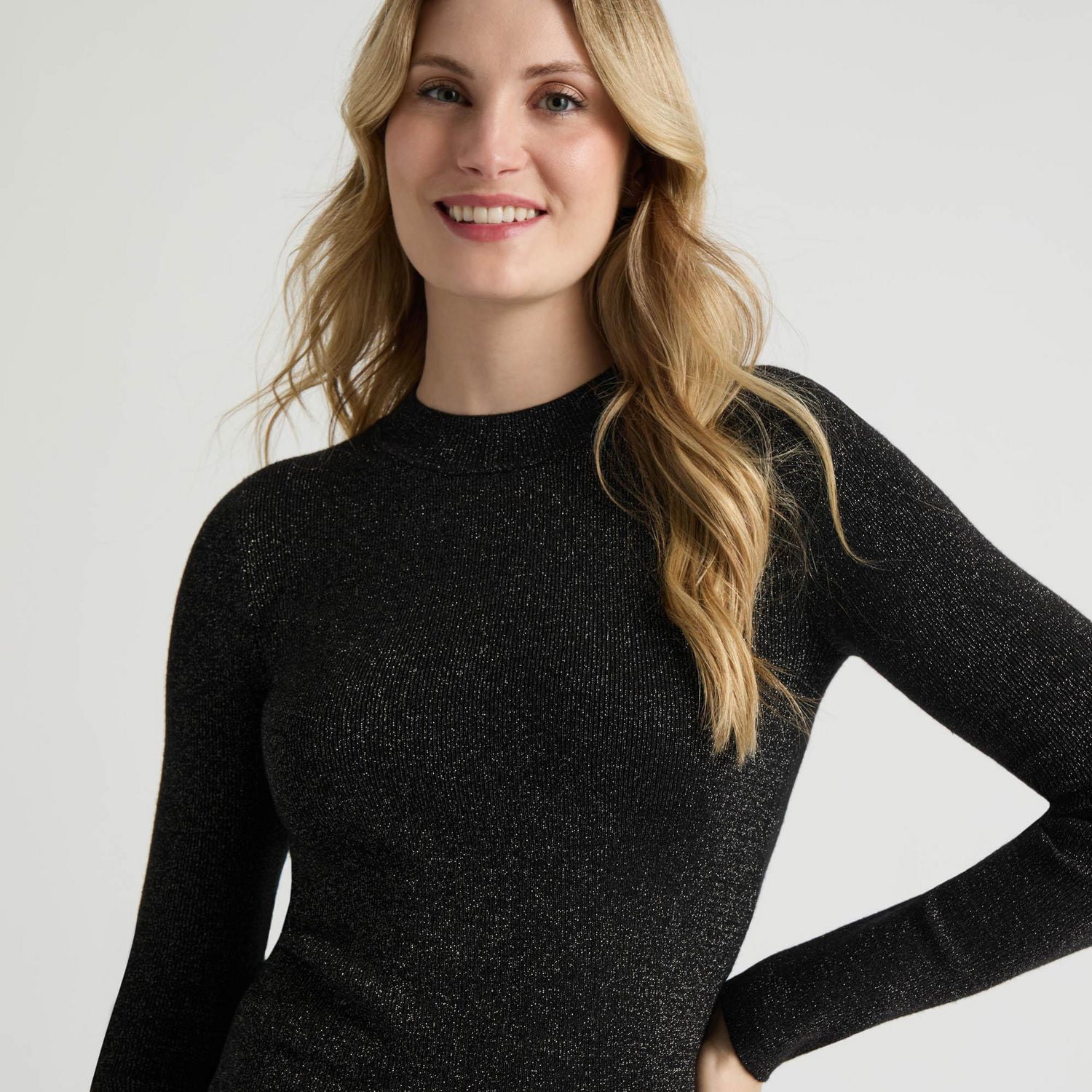 Mexx Women’s Long Sleeve Mock Neck Top with Lurex, XS-XXL