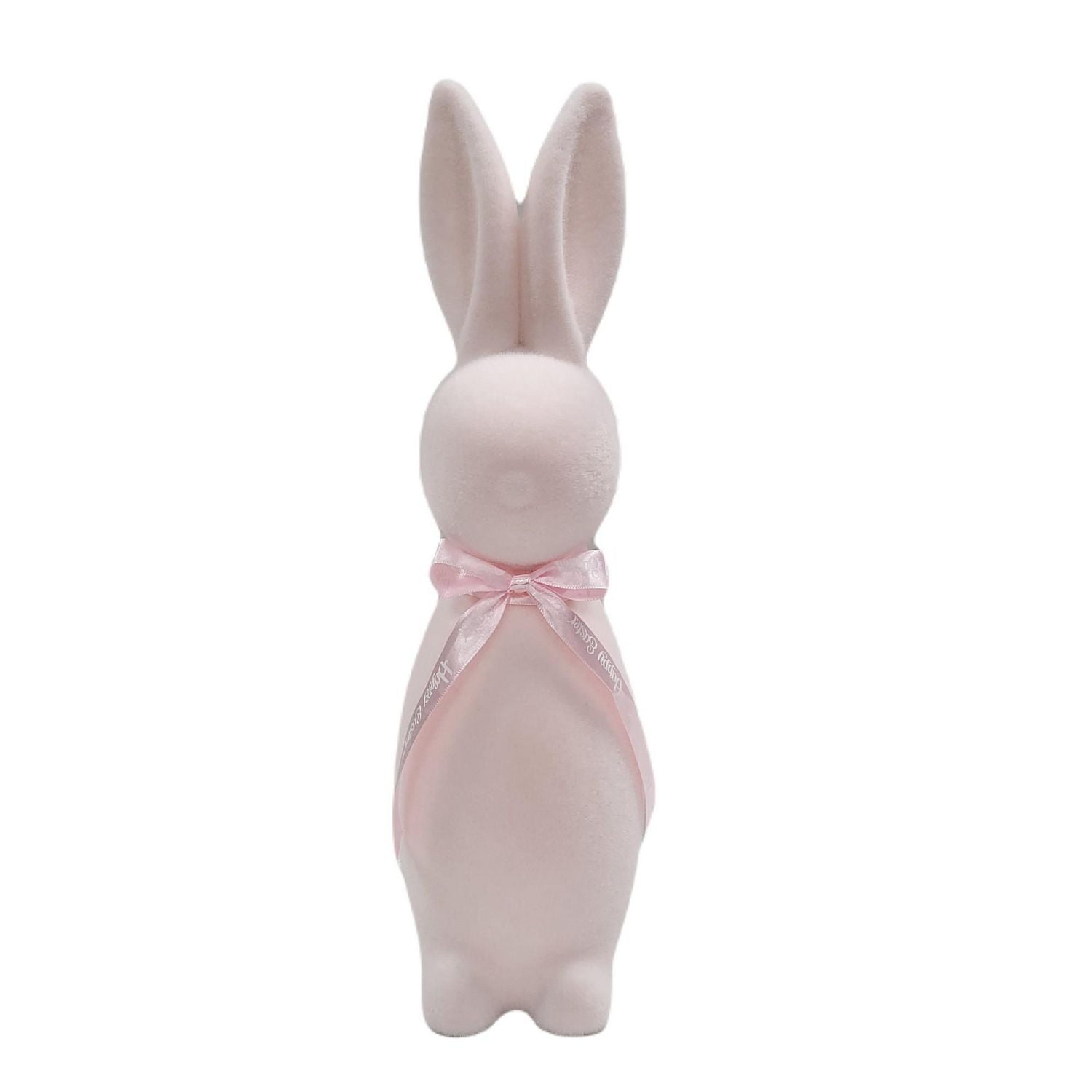 White Chalk Ware Sleeping Bunny Rabbit With Pink Bow Figurine Home Decor  Easter Decoration 