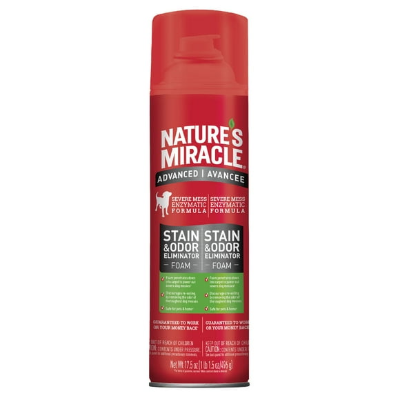Spray Moussant Détachant et Détachant Avancé Nature's Miracle pour Chiens, 496g