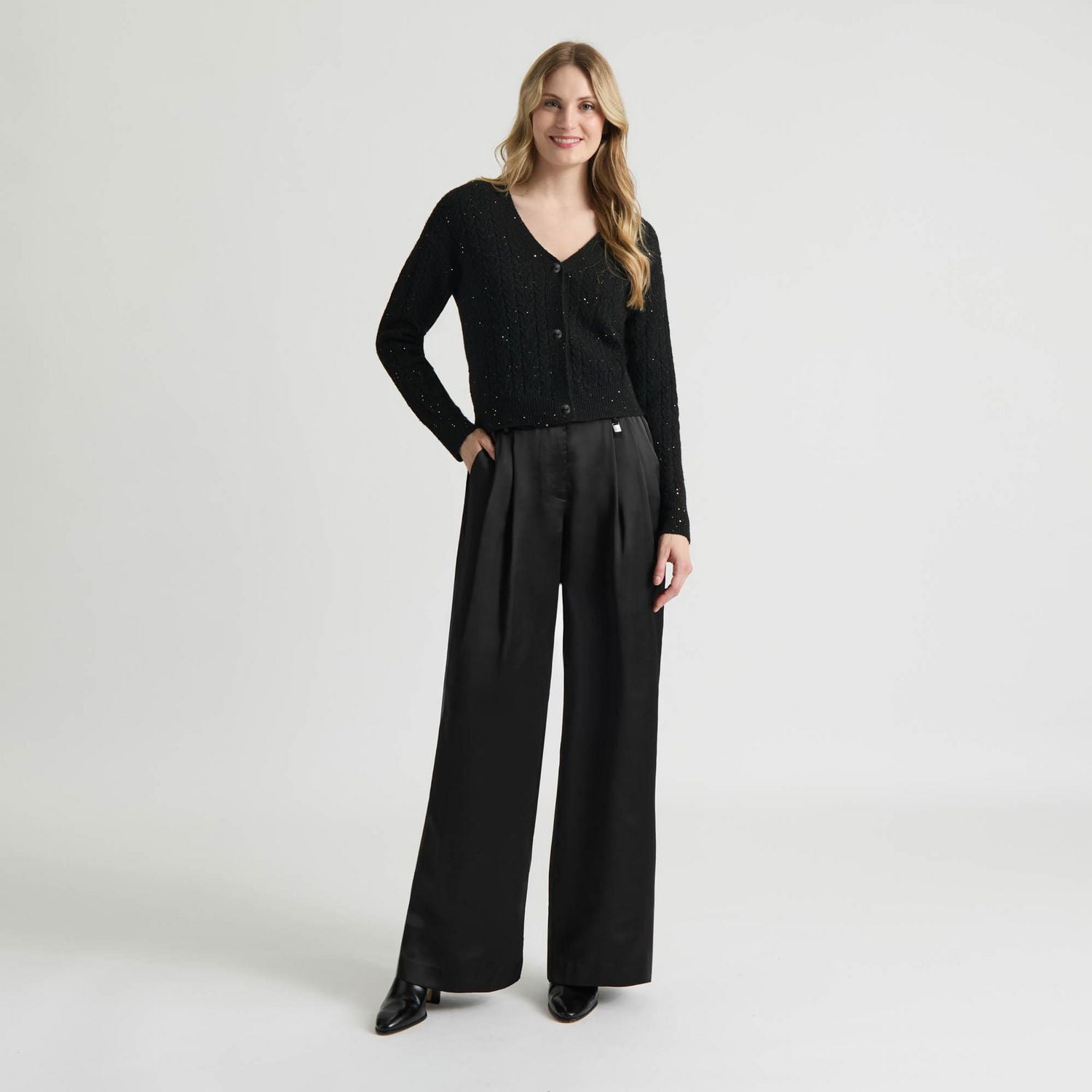 Pantalon Large en Satin Mat Tissé de Mexx pour Femmes XS-XXL