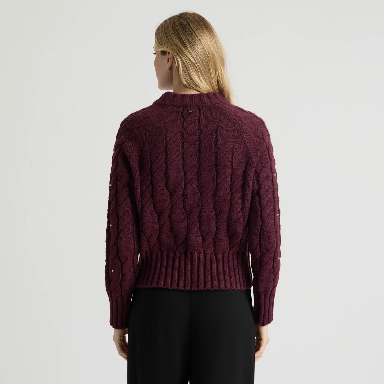 Mexx Women’s Cable Knit Sweater with Pearl Detailing, XS-XXL
