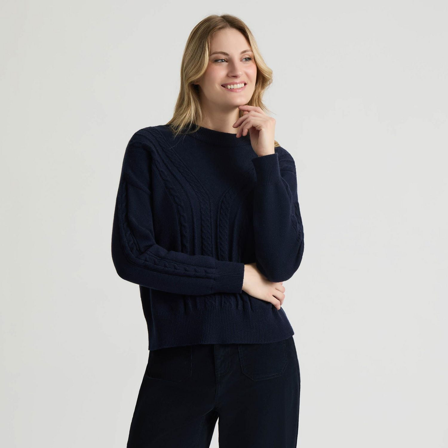 Mexx Femmes Pull à Col Ras du Cou en Câble Mélangé XS-XXL