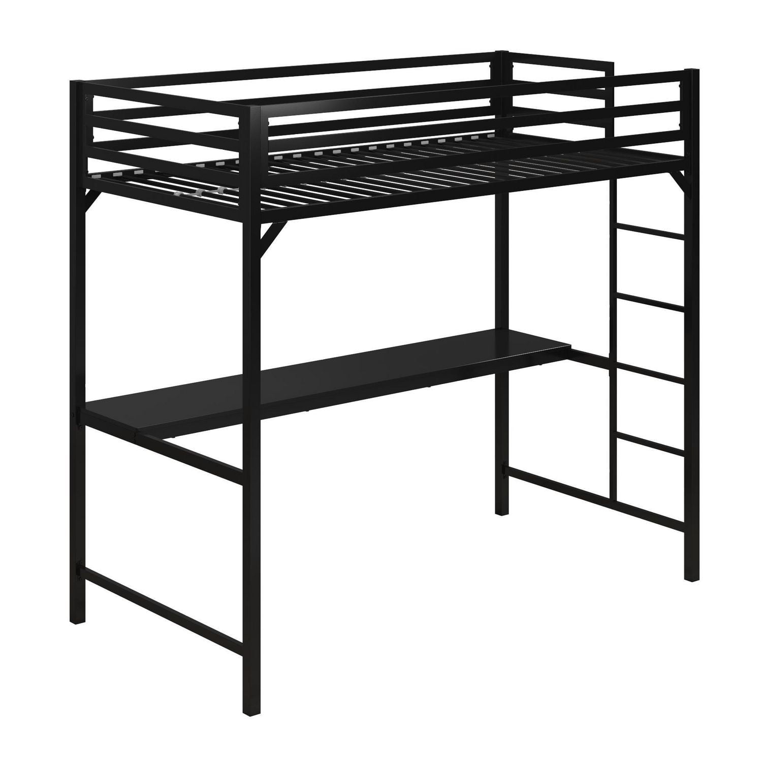 Miles Metal Twin Loft Bed with Desk