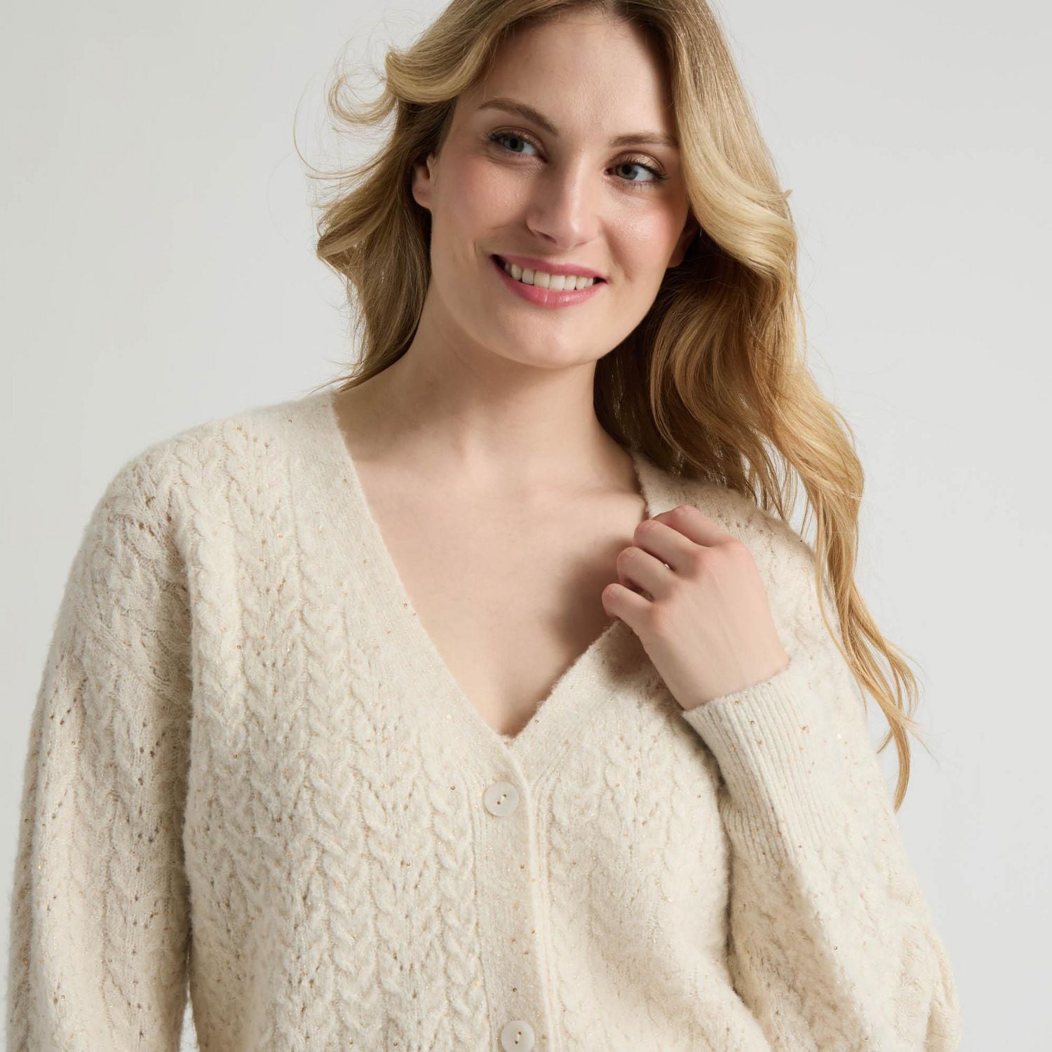 Mexx Women’s Sequin Cable Knit Cardigan and Tank Top Set