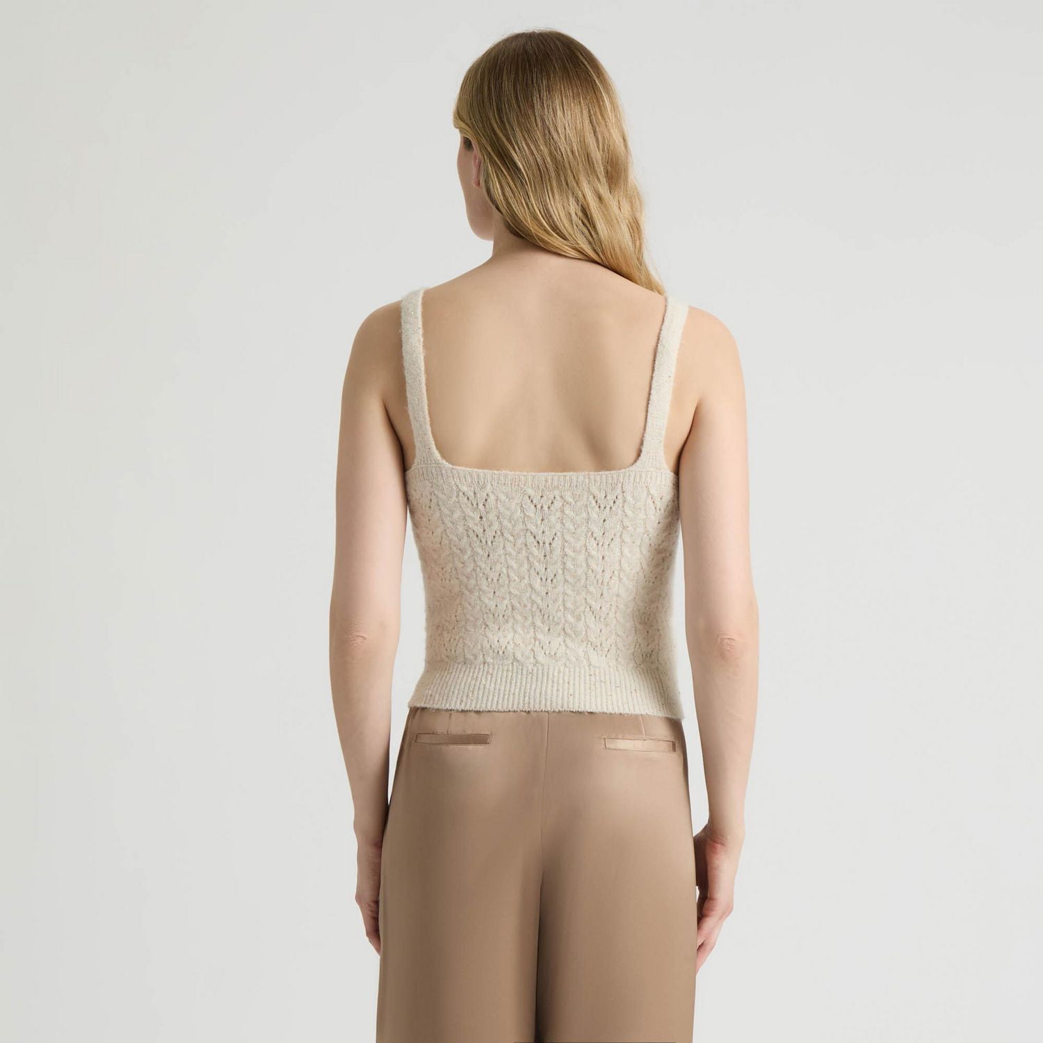 Mexx Women’s Sequin Cable Knit Cardigan and Tank Top Set