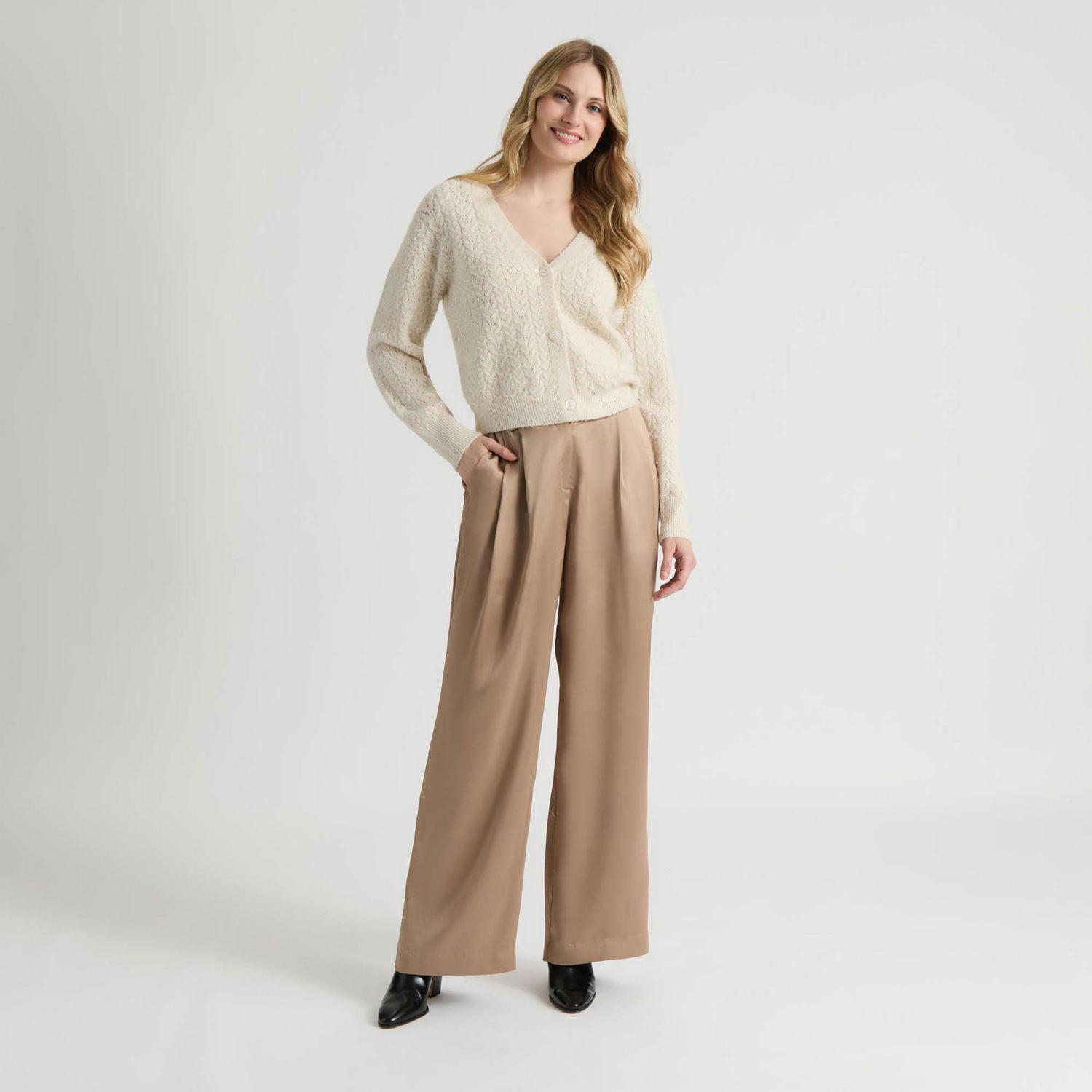 Mexx Women’s Sequin Cable Knit Cardigan and Tank Top Set