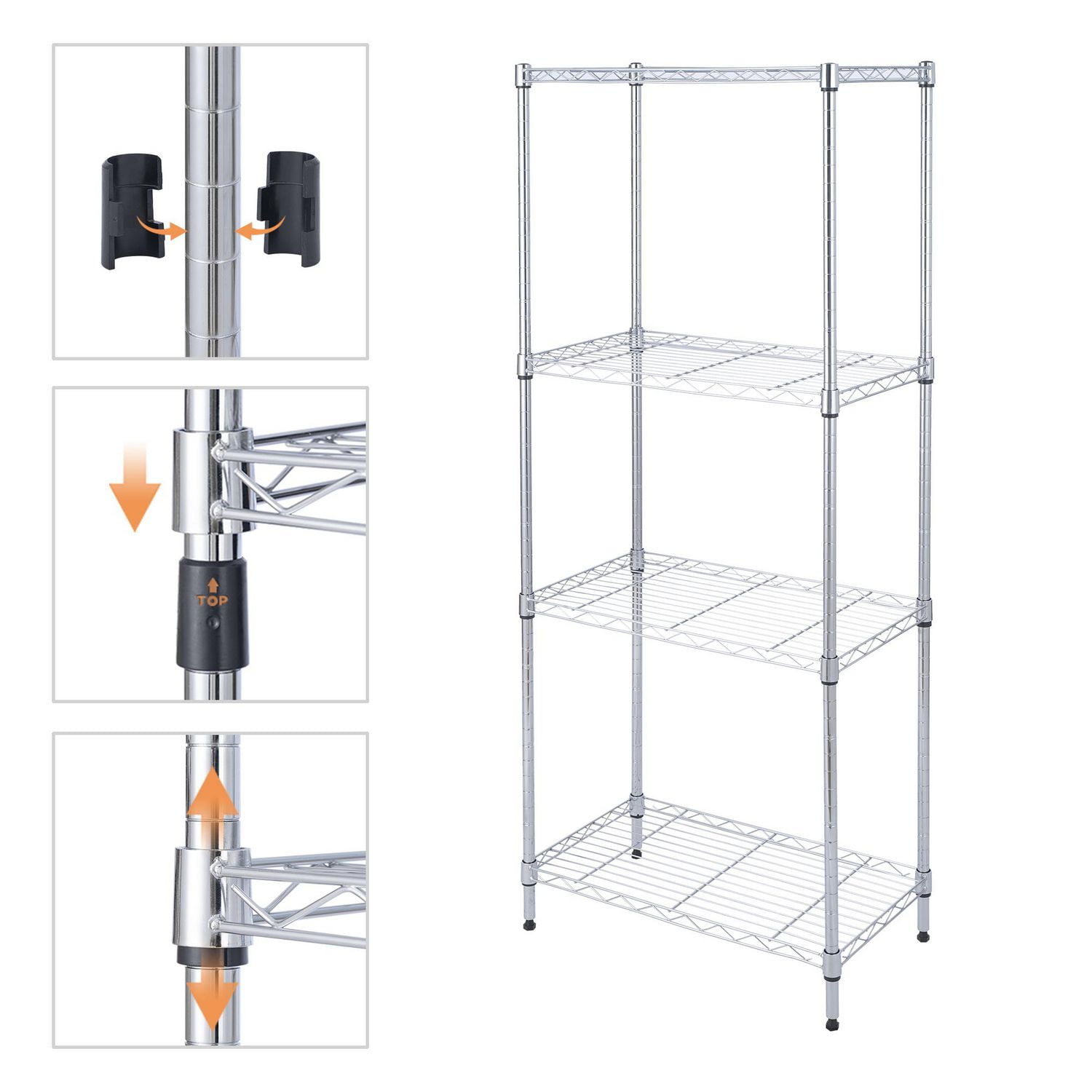 Mainstays 4-Tier Wire Shelving Unit, Metal Storage Rack