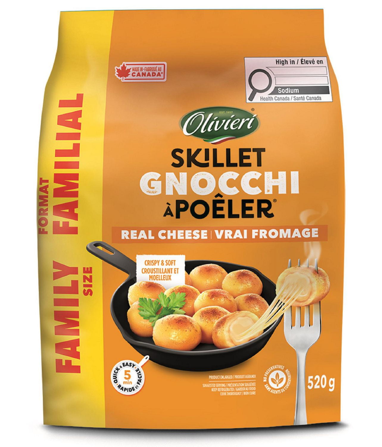 Olivieri Real Cheese Filled Skillet Gnocchi 520g, Olivieri Chs Skillet Gnocchi 520g