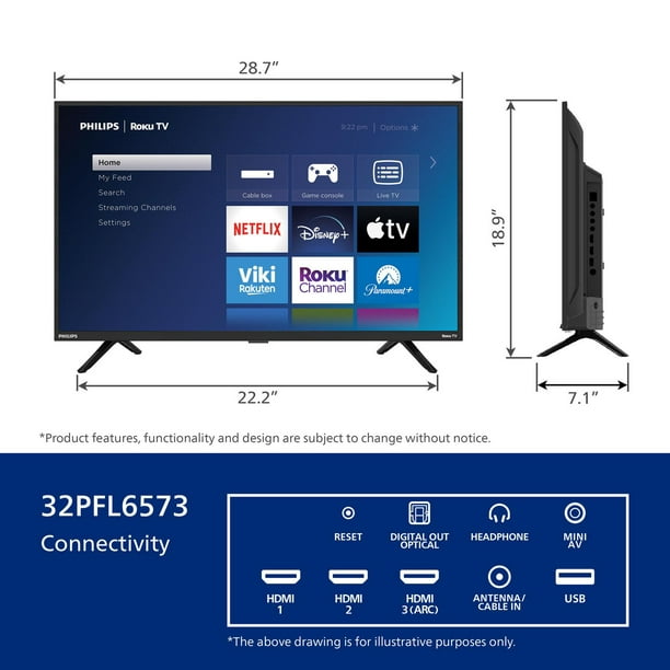 Philips 32 Class 1080p FHD Roku Smart LED TV (32PFL6573/F7)