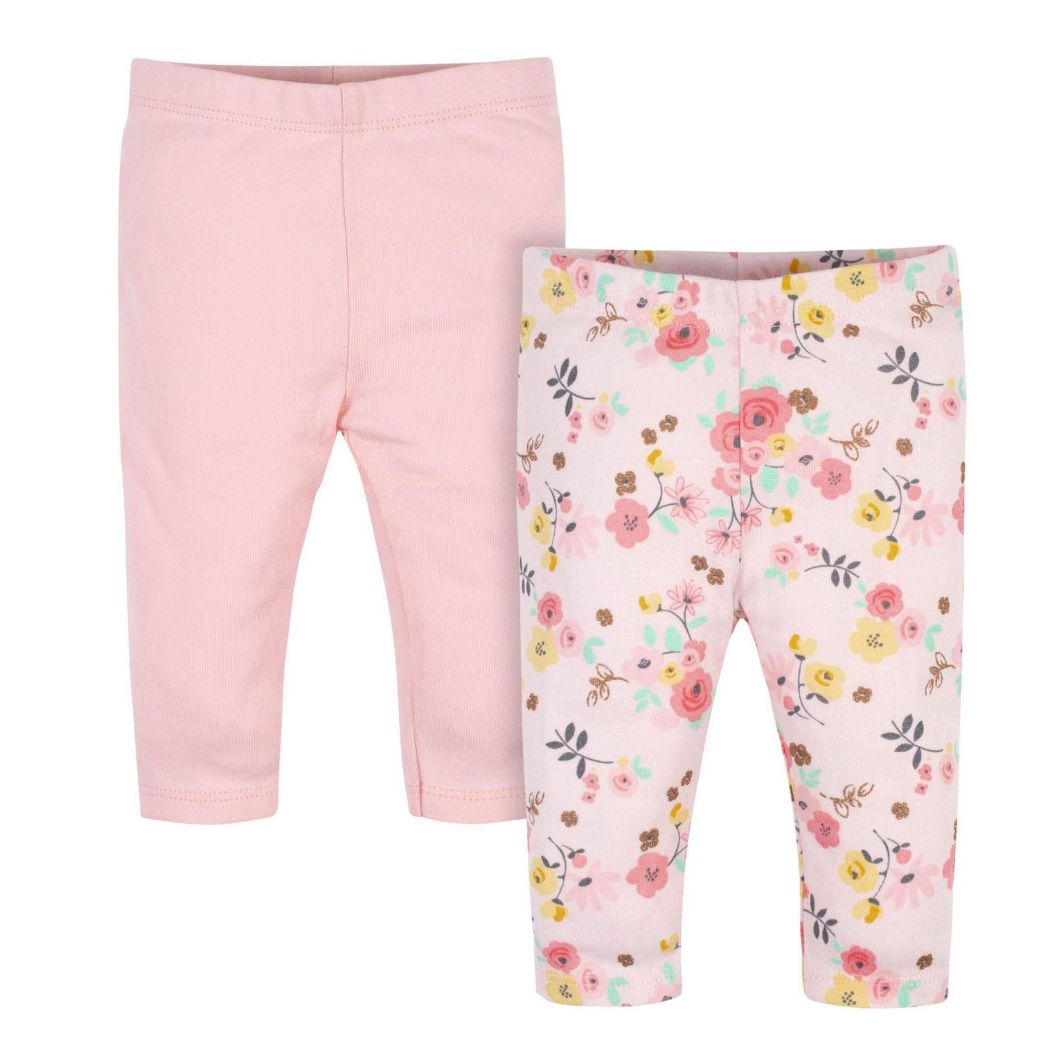 Gerber® Baby Girls’ 2 Pack Pants Floral  - Pink