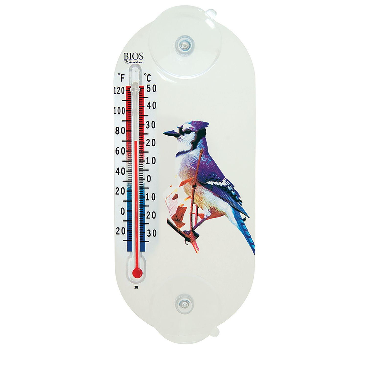 BIOS In/Outdoor Suction Cup Thermometer, Blue Jay Thermometer