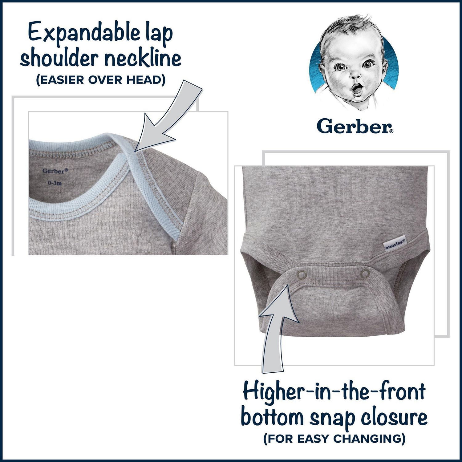 Gerber® Onesies® Brand Bodysuits Baby Boys’ 3 Pack Dinosaur - Green