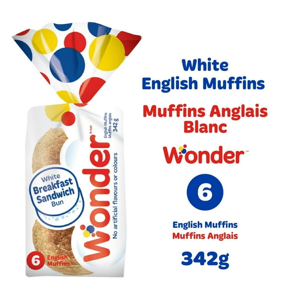 Wonder White English Muffins, 6ct, 342g