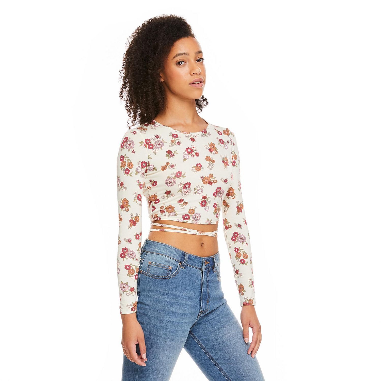 T-shirt écourté à encolure ras du cou Wild Skye pour femmes