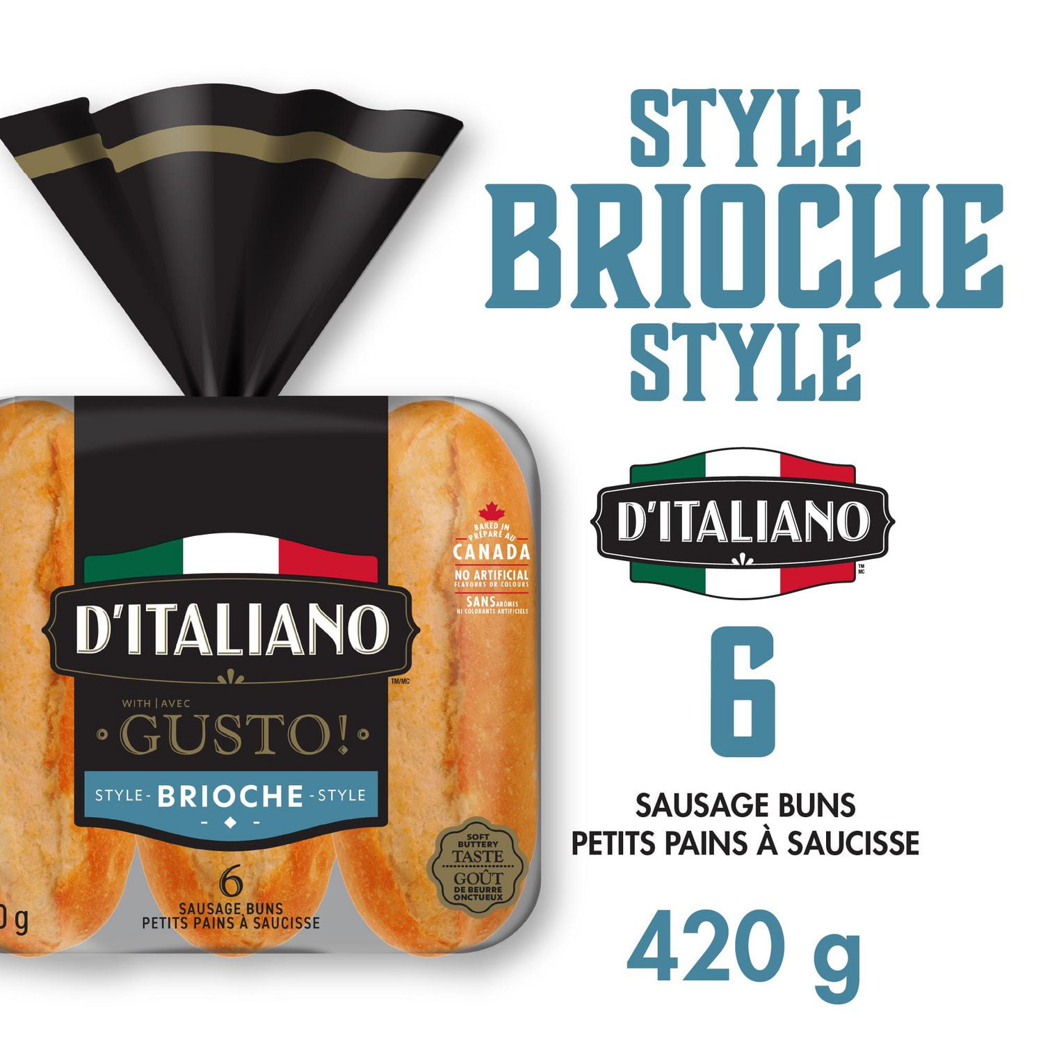 D'Italiano Gusto Sausage buns, 6ct, 420g