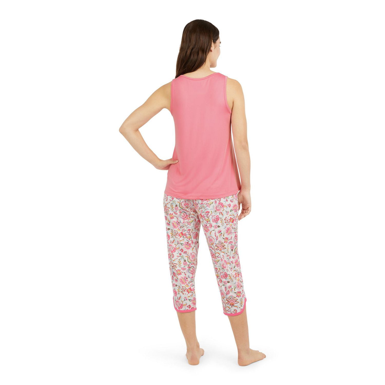 Ensemble de pyjama 2 pièces de nuit pour femmes Chaps avec débardeur Henley sans manches et pantalon Capri doux