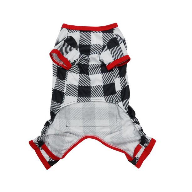 Vibrant Life Dog Clothes: Red & Black Plaid Jersey Pajamas for