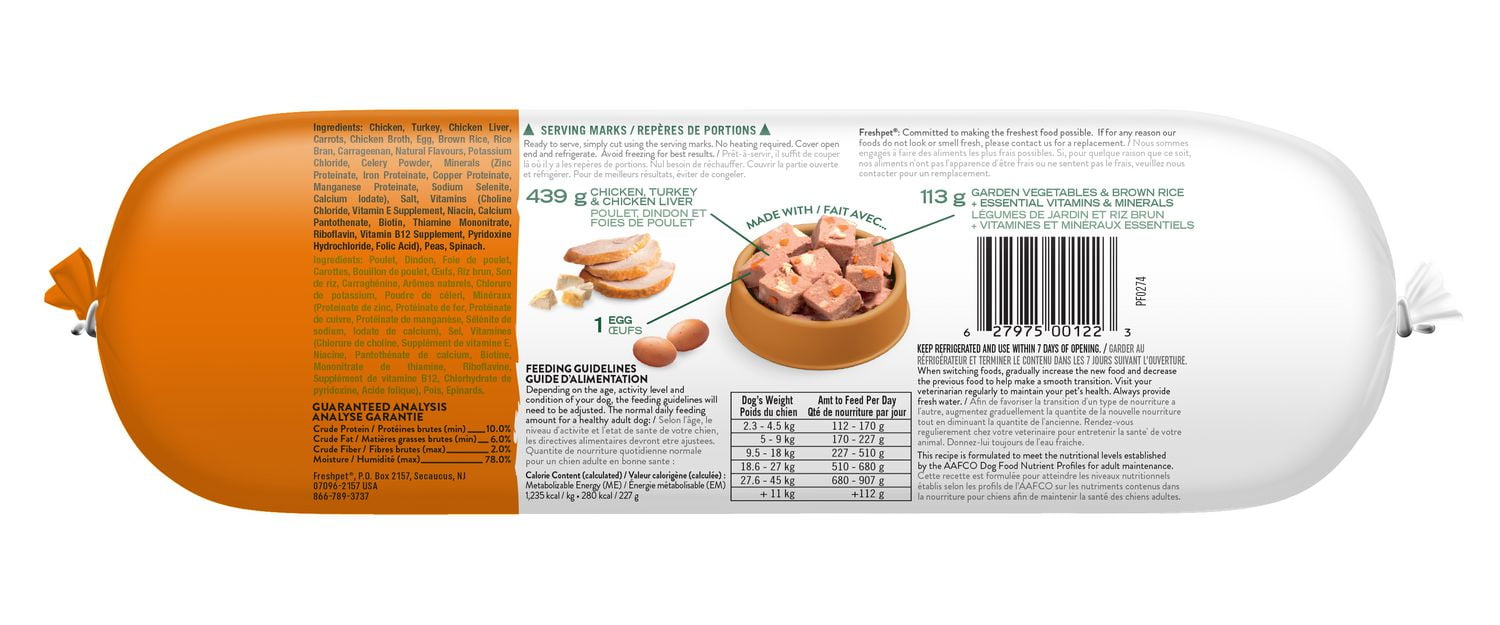 Freshpet puppy outlet feeding chart